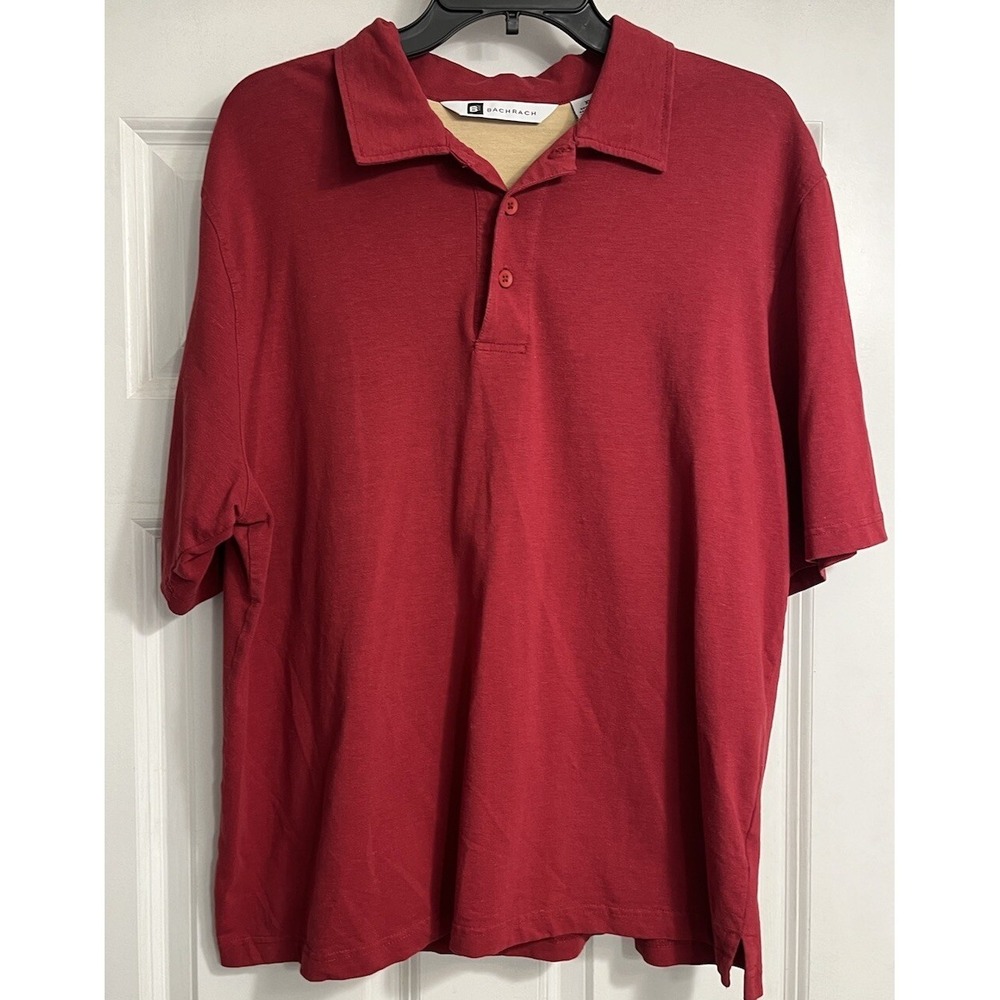 Bachrach XL Golf Polo Shirt Mens Red Linen Blend Top